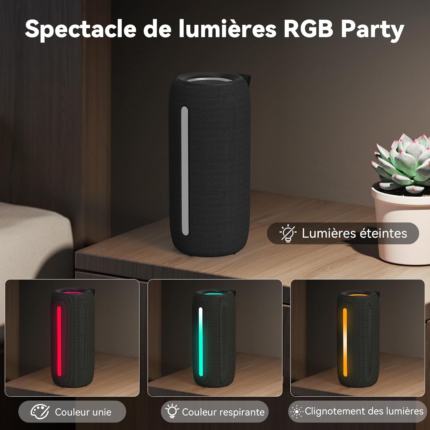 Thumbnail 2 de oraolo Enceinte Bluetooth puissante 24W mini portable IPX6 (Bluetooth 5.4, RGB, TWS, USB, AUX, TF, jusqu’à 30 h)