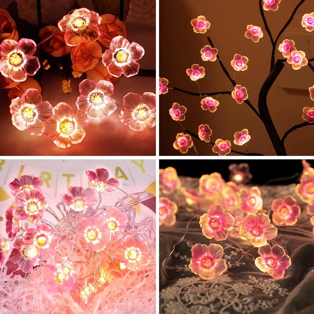 Detalle 2 de Vicloon P-XNDCYH250722-FBA – girlanda LED 2 m, 20 kwiatów wiśni
