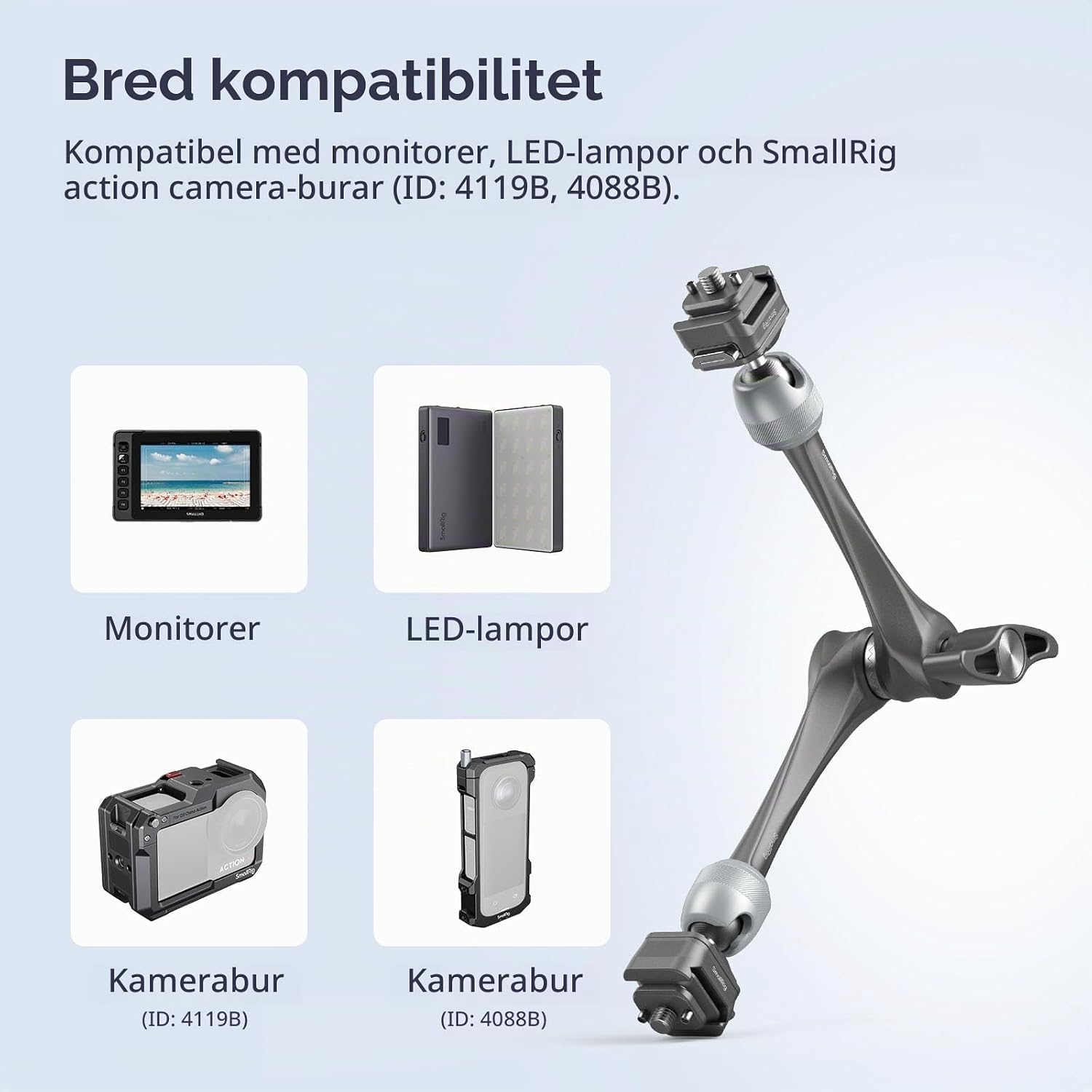 Thumbnail 6 de SMALLRIG 4489 11-tums magic arm med HawkLock H21 och 3 kg kapacitet