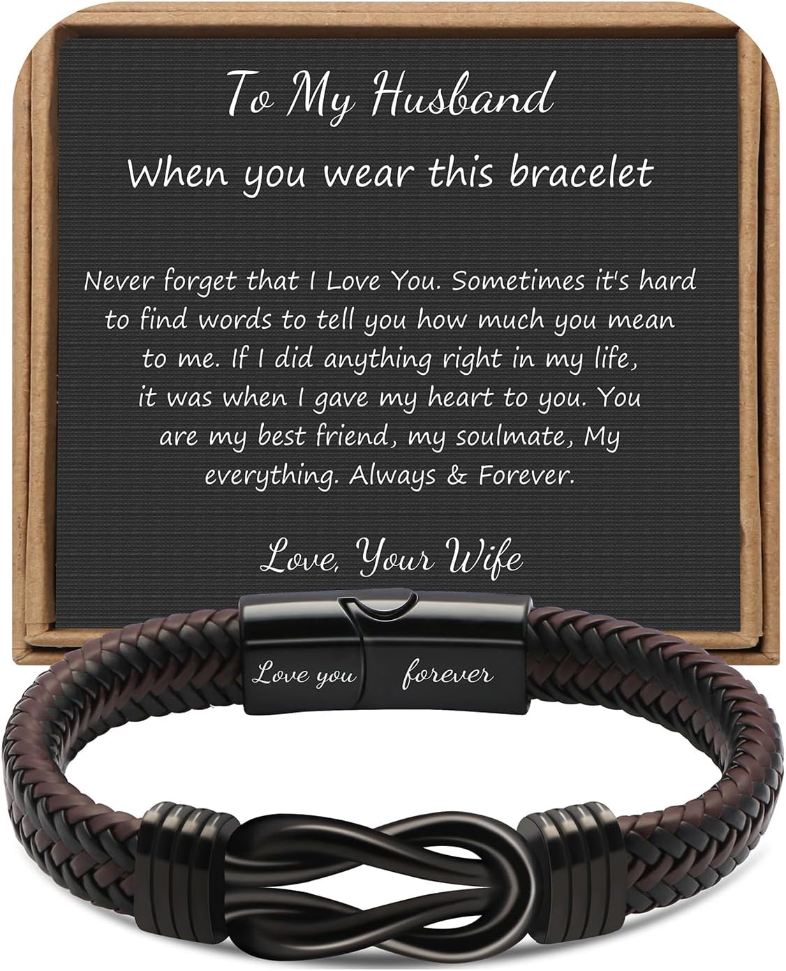Detalle de Knot Bracelet Brown Braided Leather 8.5"