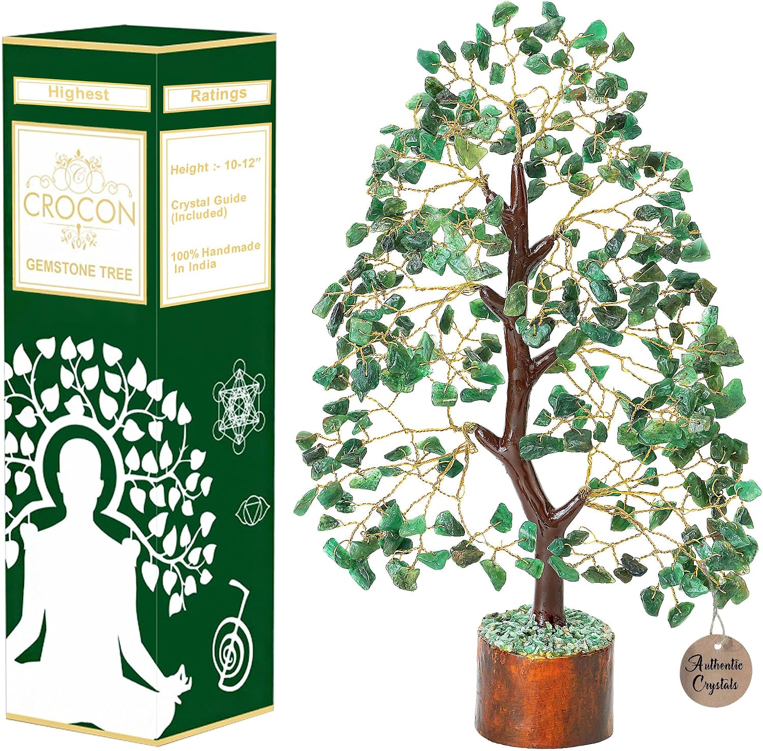 Detalle de Crocon CTR032a Green Aventurine Crystal Tree with Golden Wire