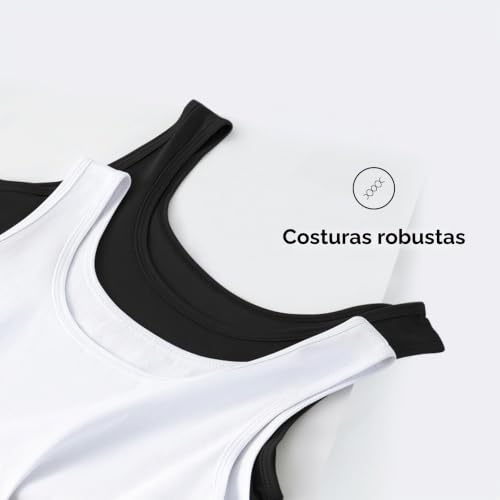 Detalle de YouShow Camiseta interior para hombre sin mangas acanalada 100% algodón (paquete 3/5) – cómodo esencial sin etiqueta