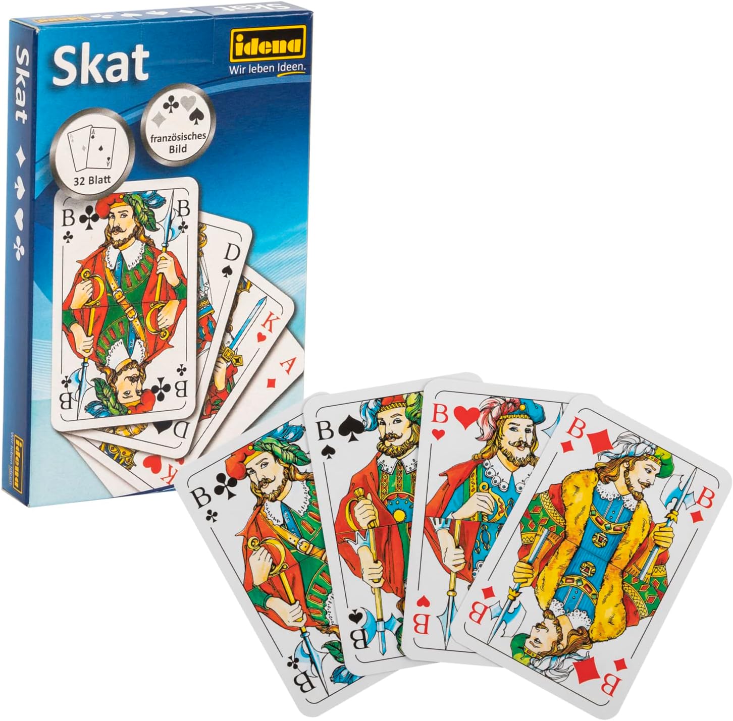 Thumbnail 5 de Idena 90270 Skatspiel mit französischem Blatt – 2 Kartendecks, 32 Karten, für 3–4 Spieler