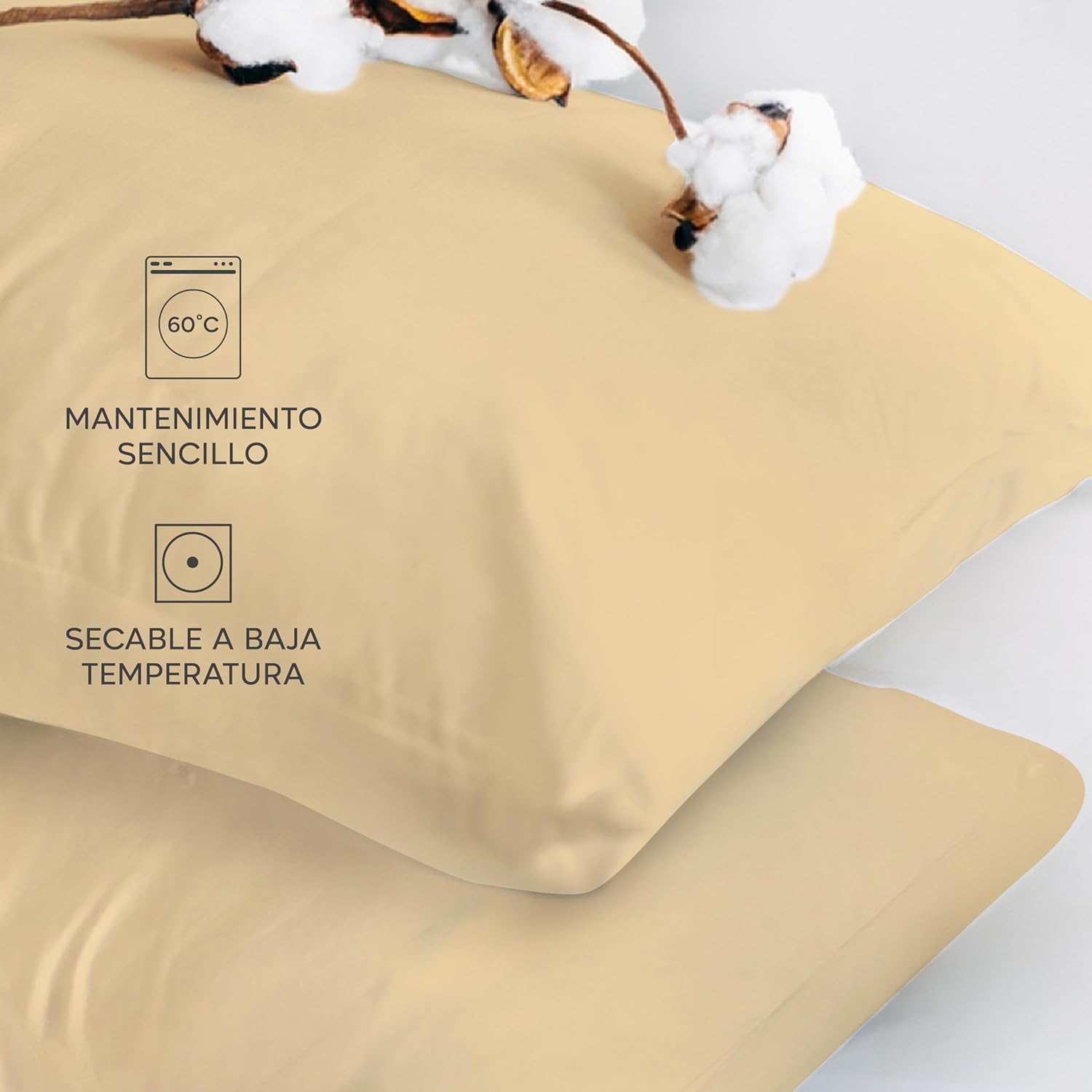 Thumbnail 5 de Twinzen® Funda de Almohada 50x80 Beige 🛏️ (Pack de 2)
