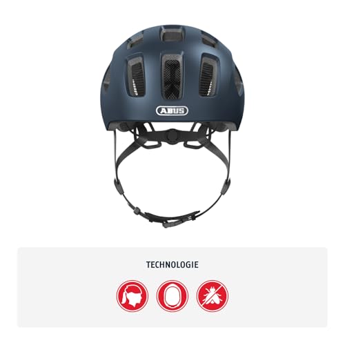 Detalle de ABUS Fahrradhelm Youn-I 2.0 – mit Licht Blau, Größe M (52-57 cm) – für Mädchen und Jungen