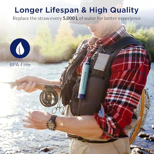 Thumbnail 6 de Membrane Solutions Personal Water Filter Straw S1 (Blue, 4 Pack) — Portable 5-Stage Filtration for Safe Hydration Anywhere
