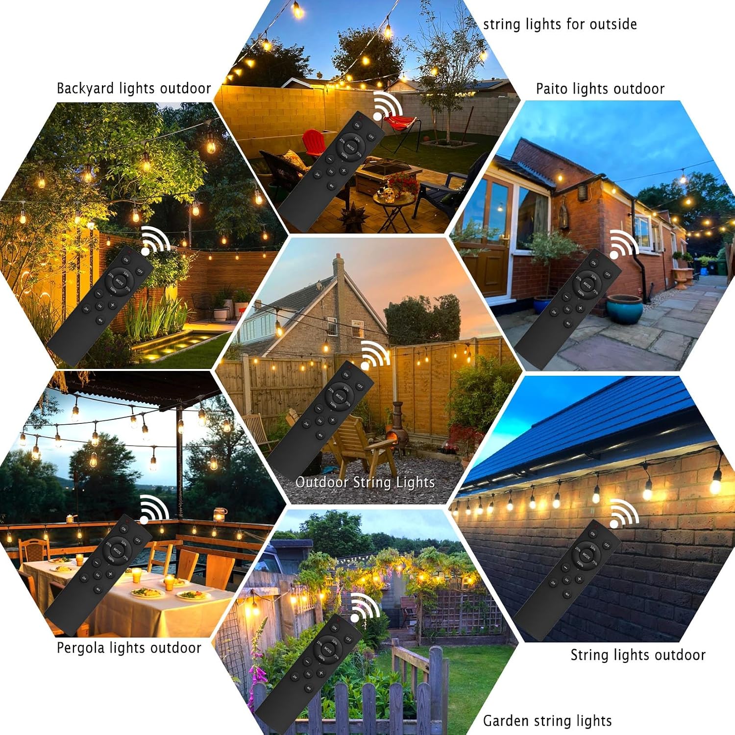 Detalle de 30M Festoon Lights Outdoor with Remote Control – 30+2 LEDs, IP65, Timer, and 4.4m Extension Cable