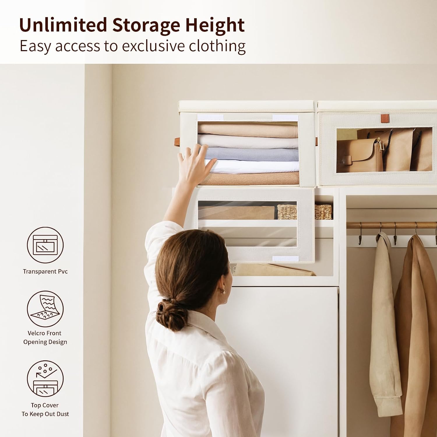Detalle 2 de Homsorout Large Closet Storage Organizer 2-pack bins