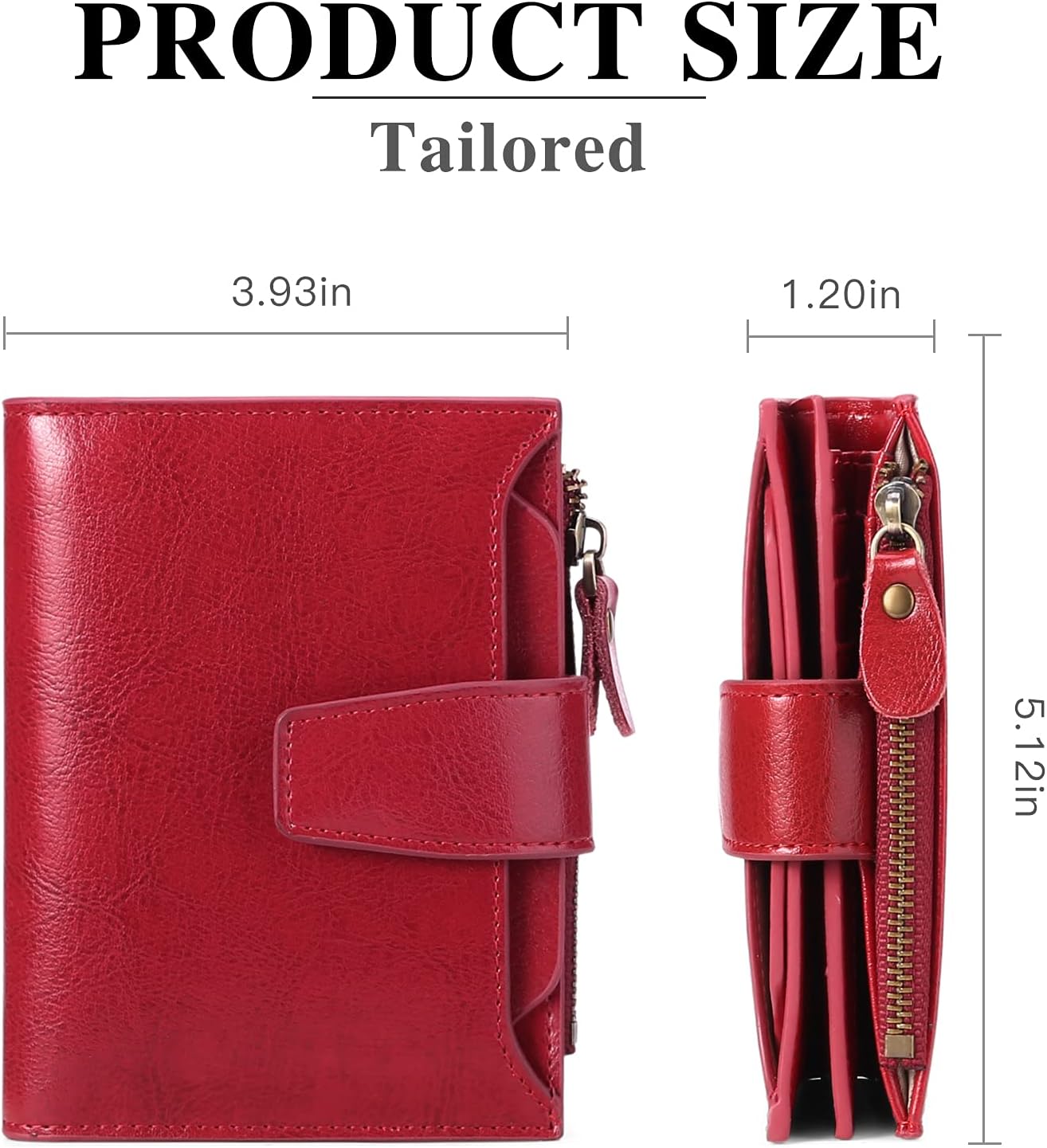 Thumbnail 2 de SENDEFN Women’s RFID Blocking Leather Small Compact Bi-fold Zipper Wallet Card Case with ID Window