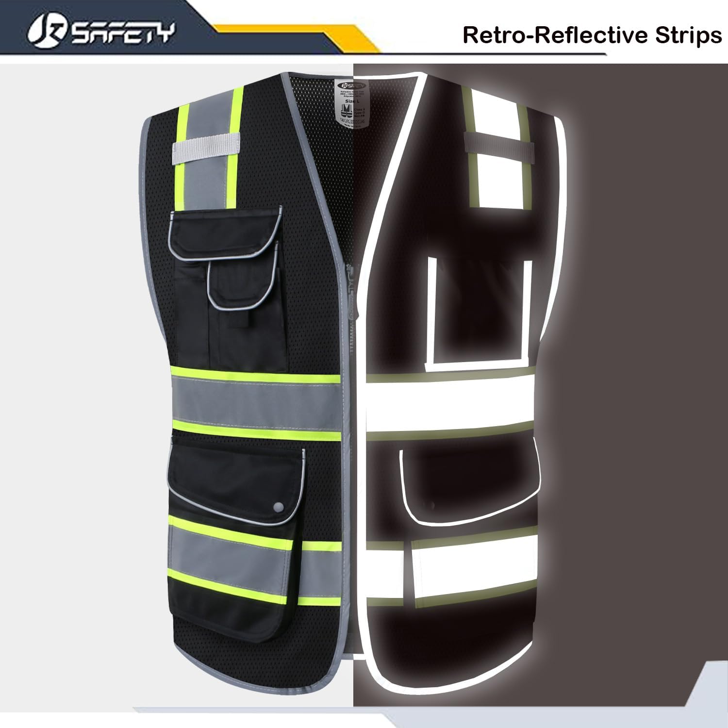 Thumbnail 3 de JKSafety 9-Pocket High Visibility Vest XL