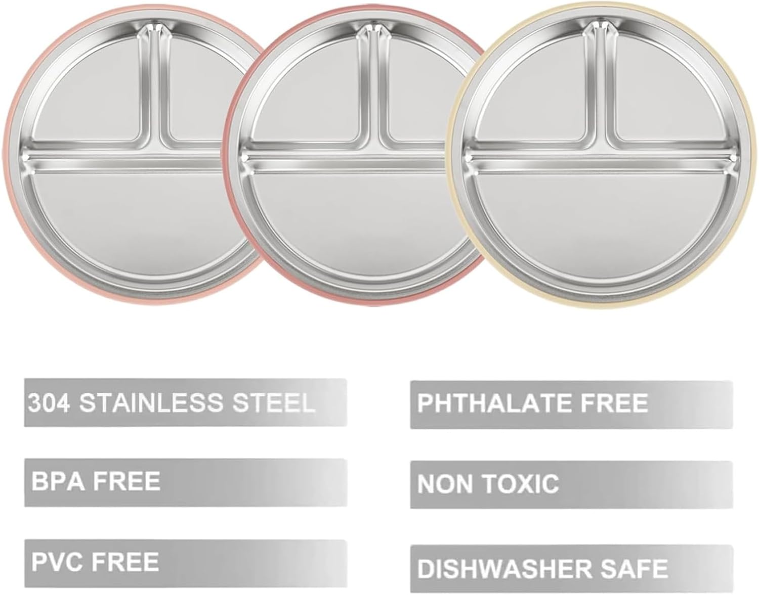 Thumbnail 3 de PandaEar Stainless Steel Toddler Plates 3 Pack