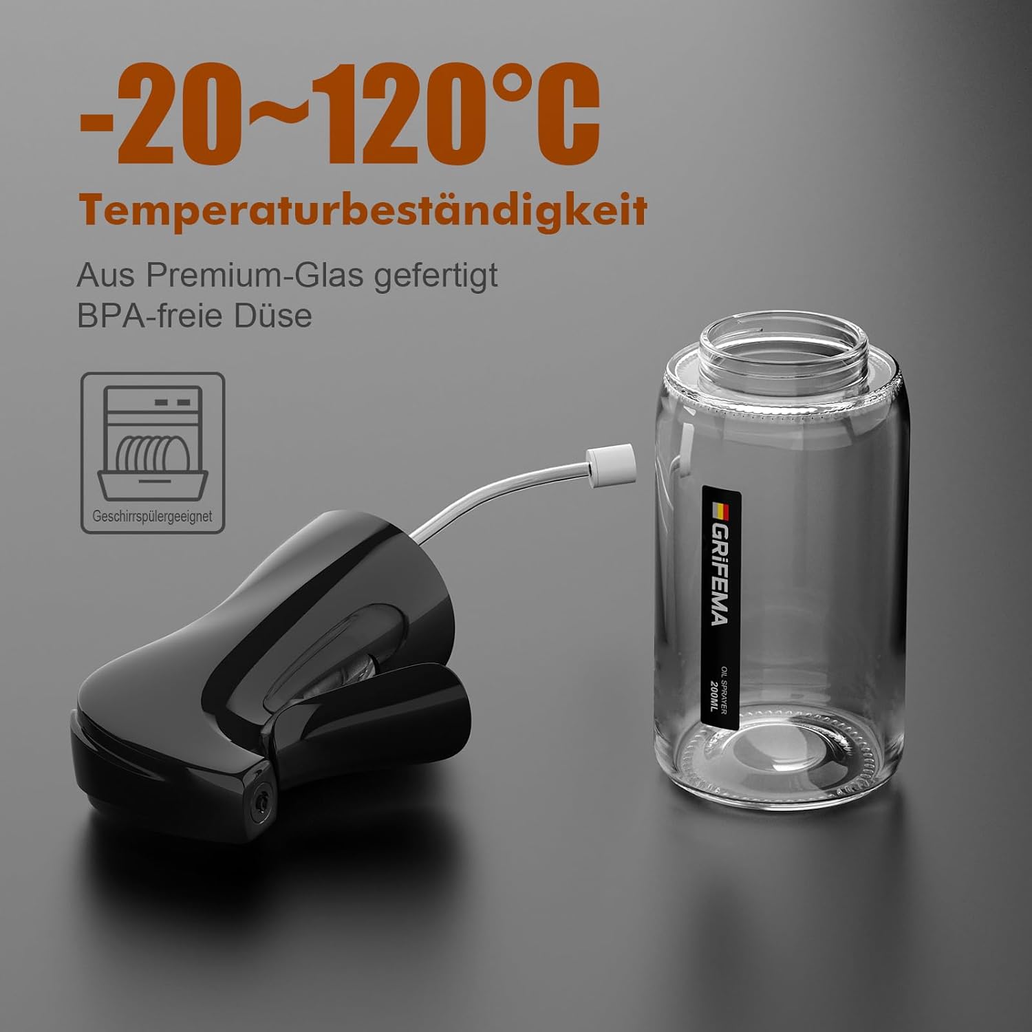 Thumbnail 3 de GRIFEMA Ölsprüher Glas 200 ml (GE2003B) – präziser 1-g-Dosierer mit gezieltem Sprühstrahl