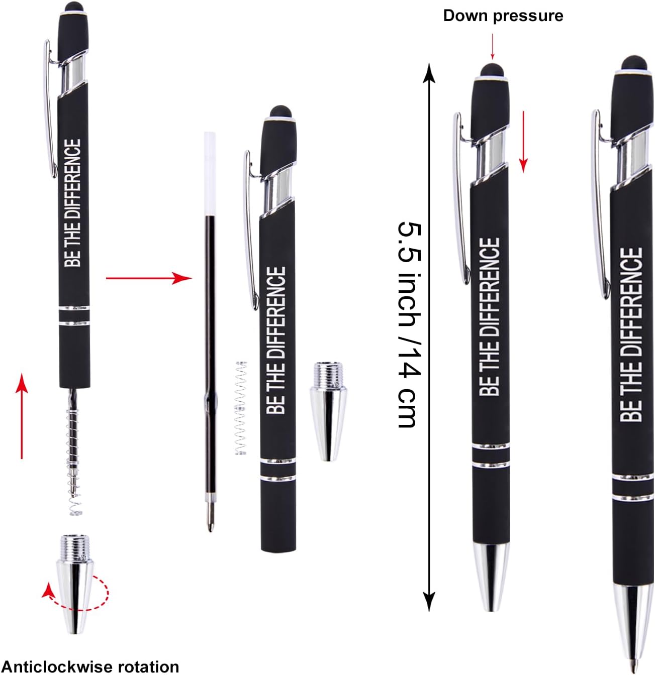 Detalle 2 de Actsun JL094-3Z Motivational Ballpoint Pens, 12-Pack with Stylus Tips