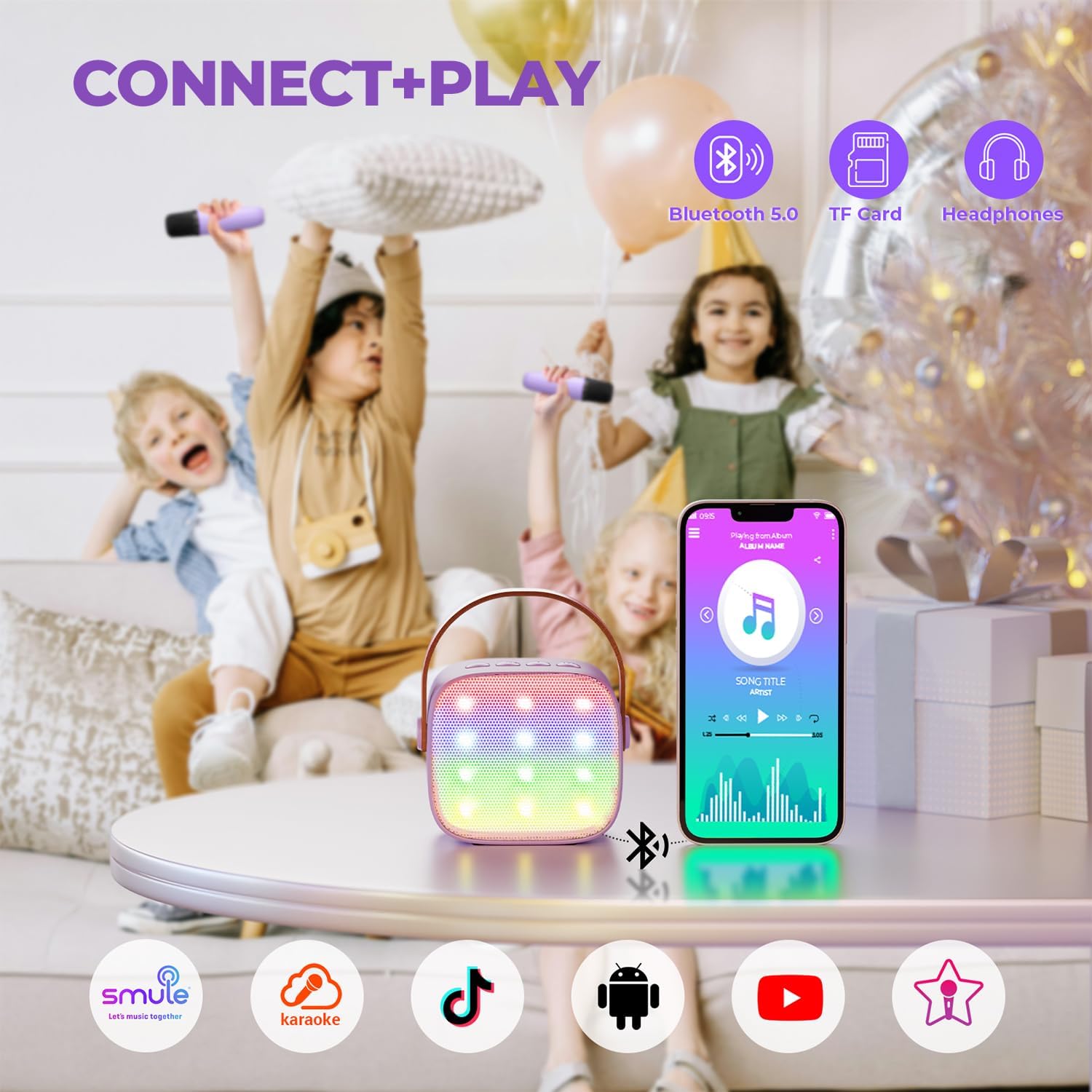 Detalle 2 de YLL Mini Karaoke Machine with 2 Wireless Mics 🎤