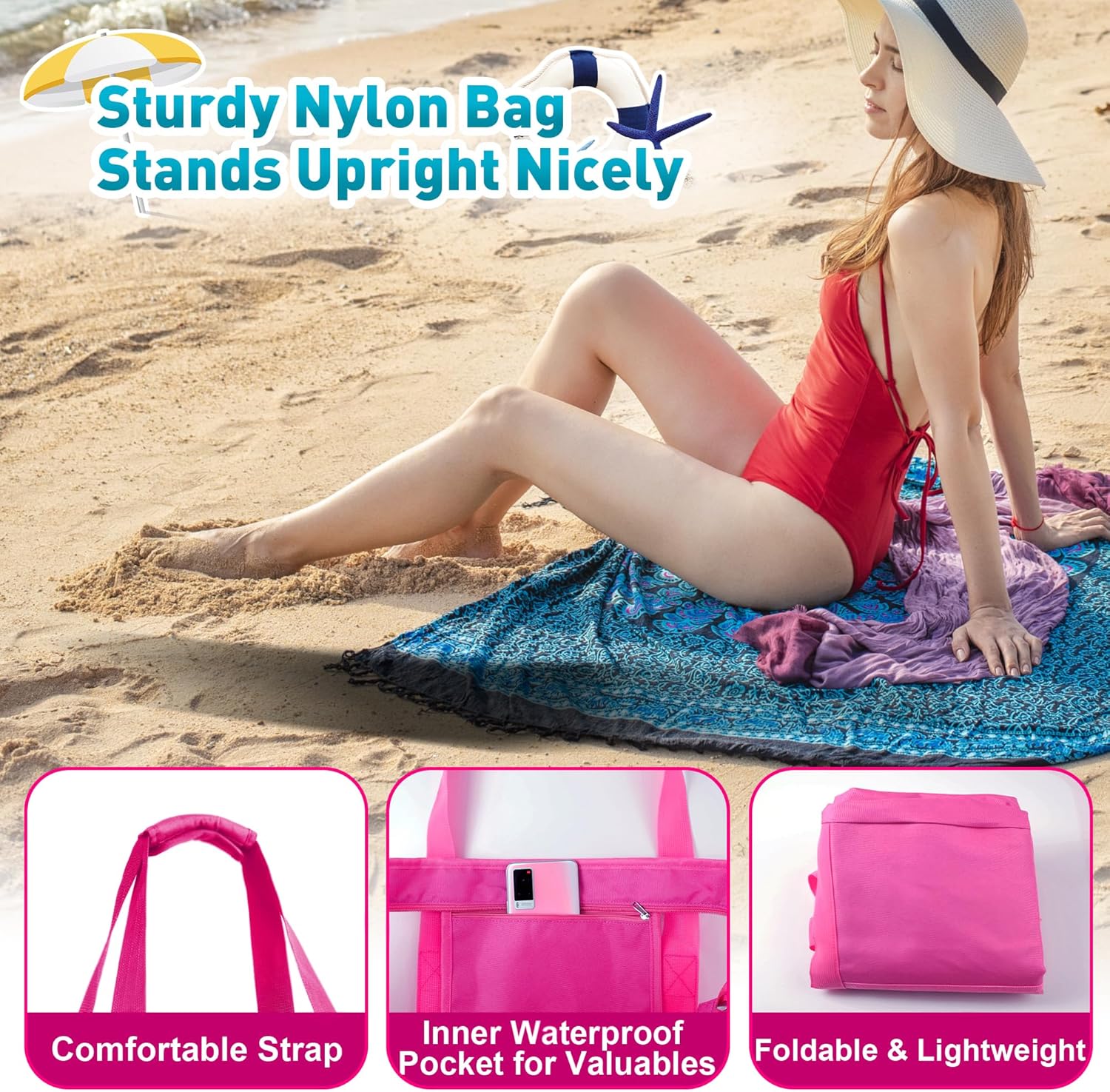 Thumbnail 4 de ZUXNZUX Mesh Strandtasche XXL – Gigantischer, faltbarer Begleiter mit Reißverschluss