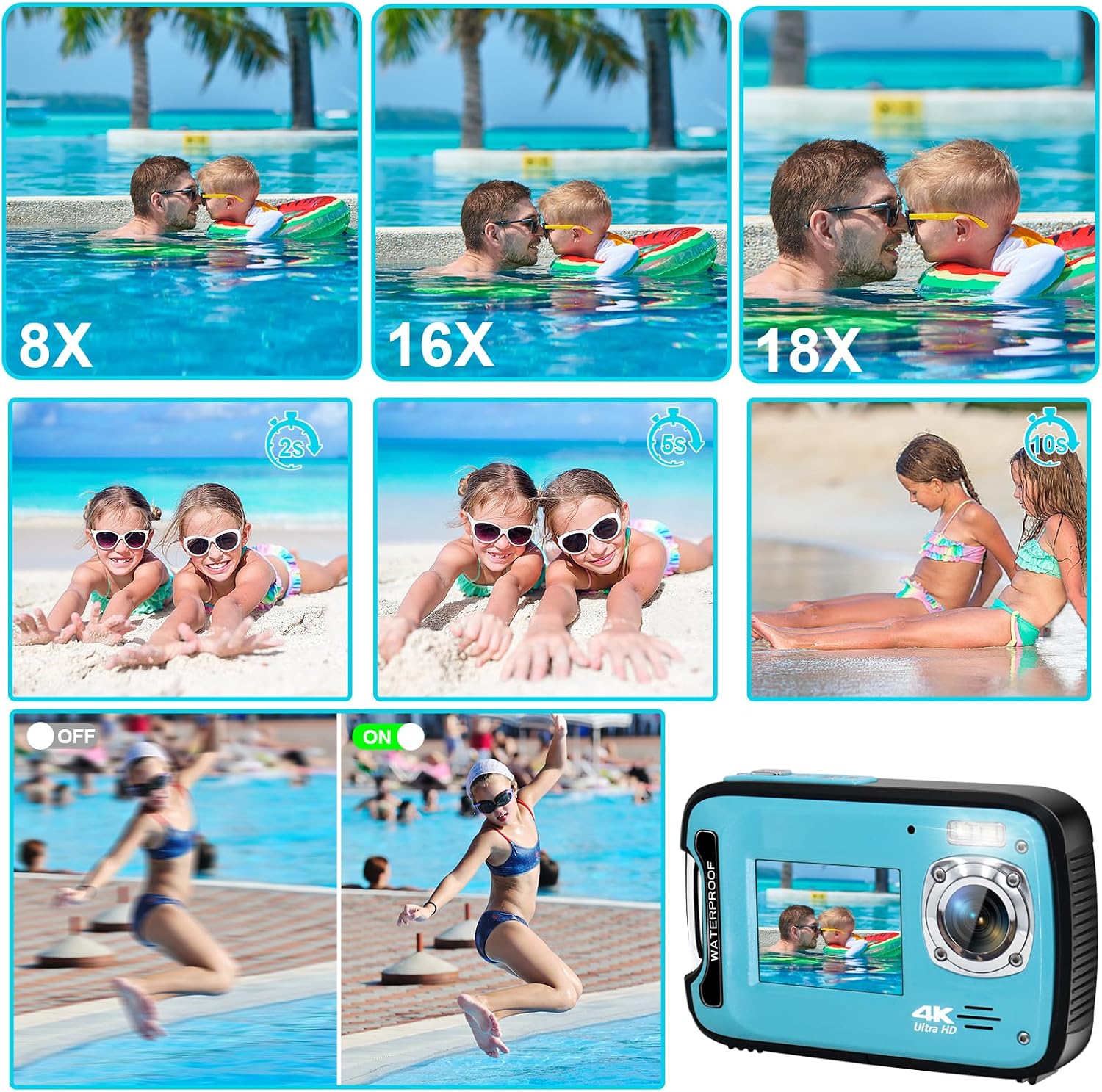 Thumbnail 5 de Underwater Camera 4K 48MP 17FT Waterproof Camera