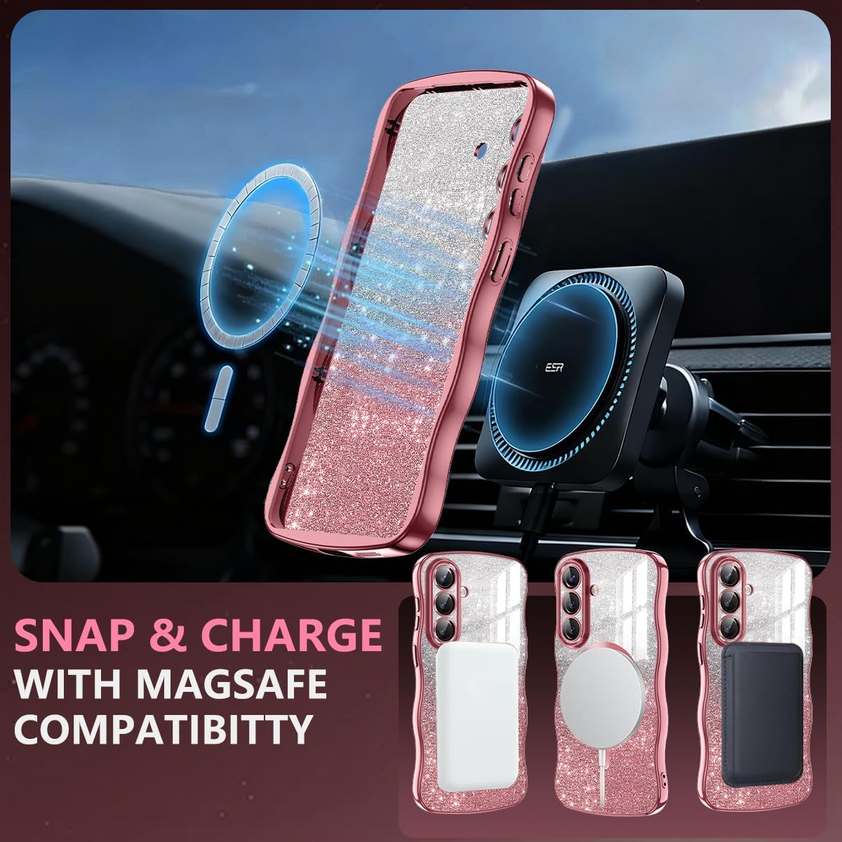 Detalle de Meshine Galaxy S26 Case with Glitter 1mm