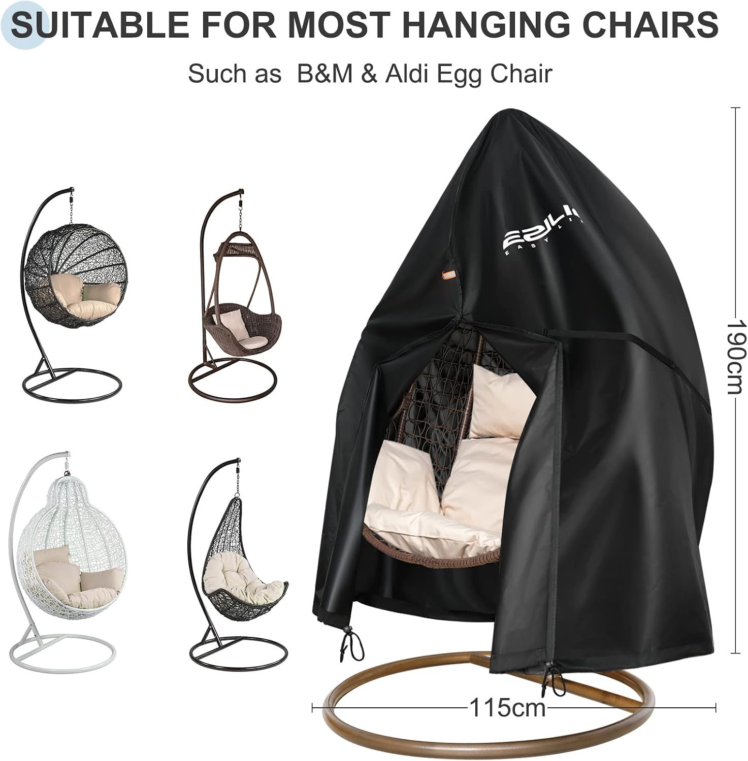 Thumbnail 6 de Ezilif Egg Chair Cover 190 x 115cm