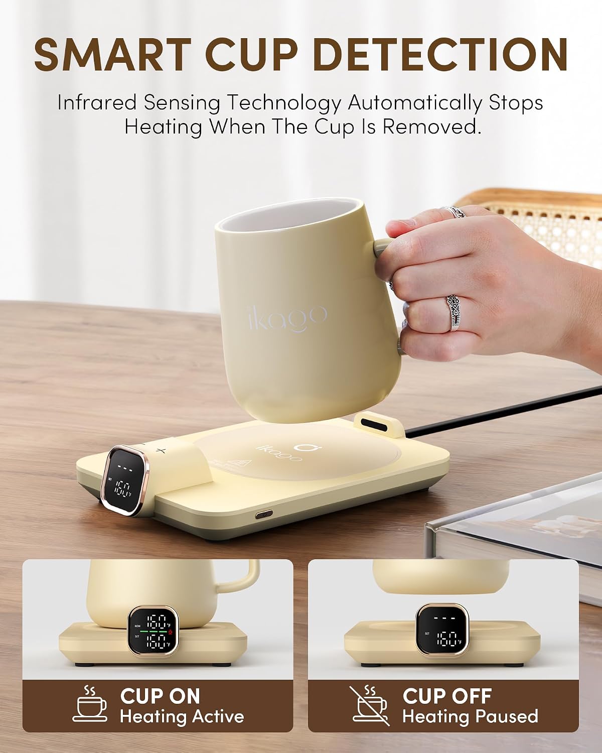 Detalle 2 de Coffee Mug Warmer Set with 15oz Ceramic Heated Mug ⚡