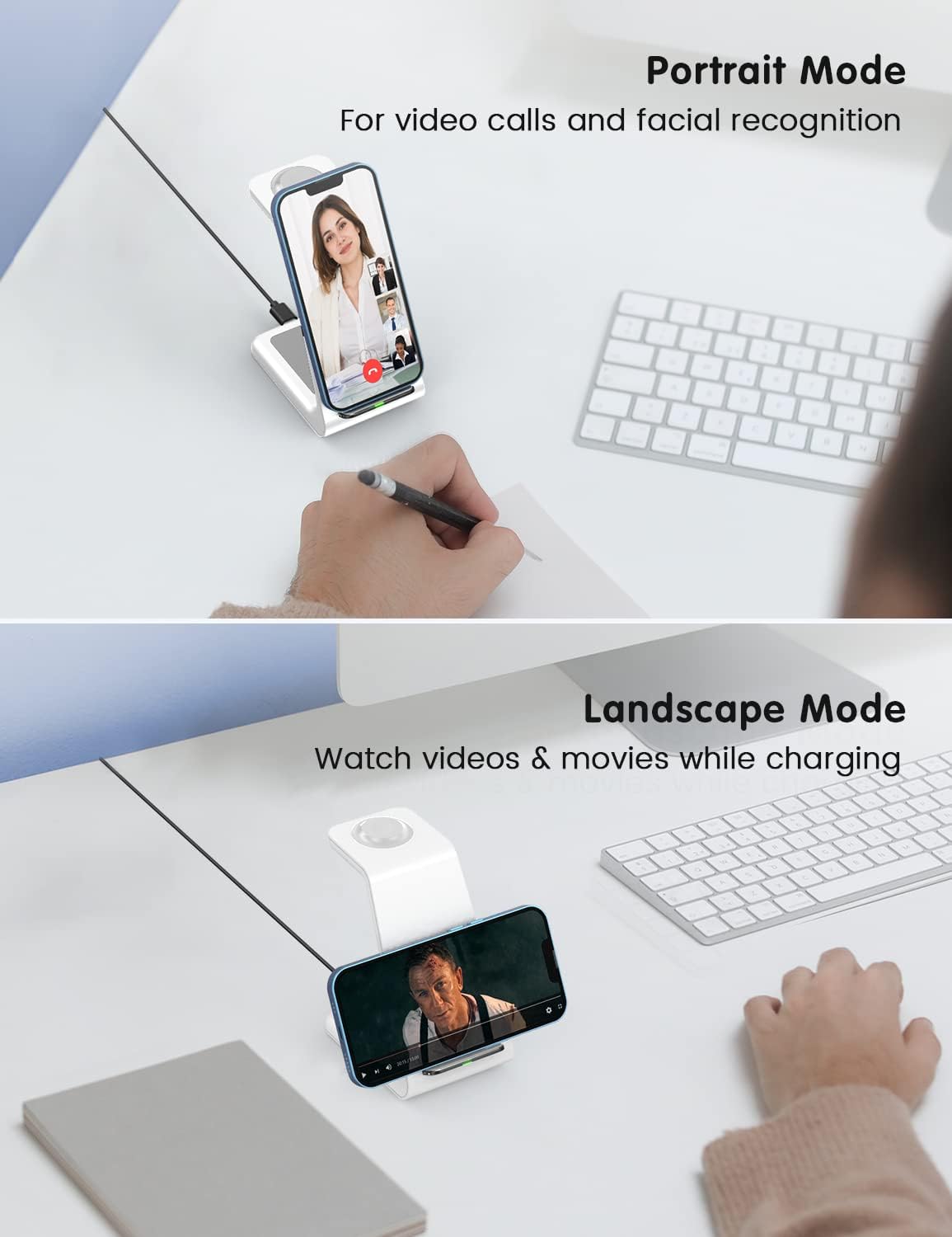 Detalle de JoyGeek 3-in-1 Wireless Charging Station for iPhone, Apple Watch & AirPods