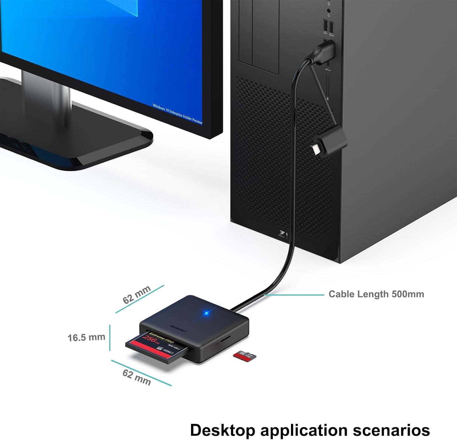 Detalle 2 de BENFEI 4‑in‑1 Memory Card Reader USB‑C 4‑slot 🖱