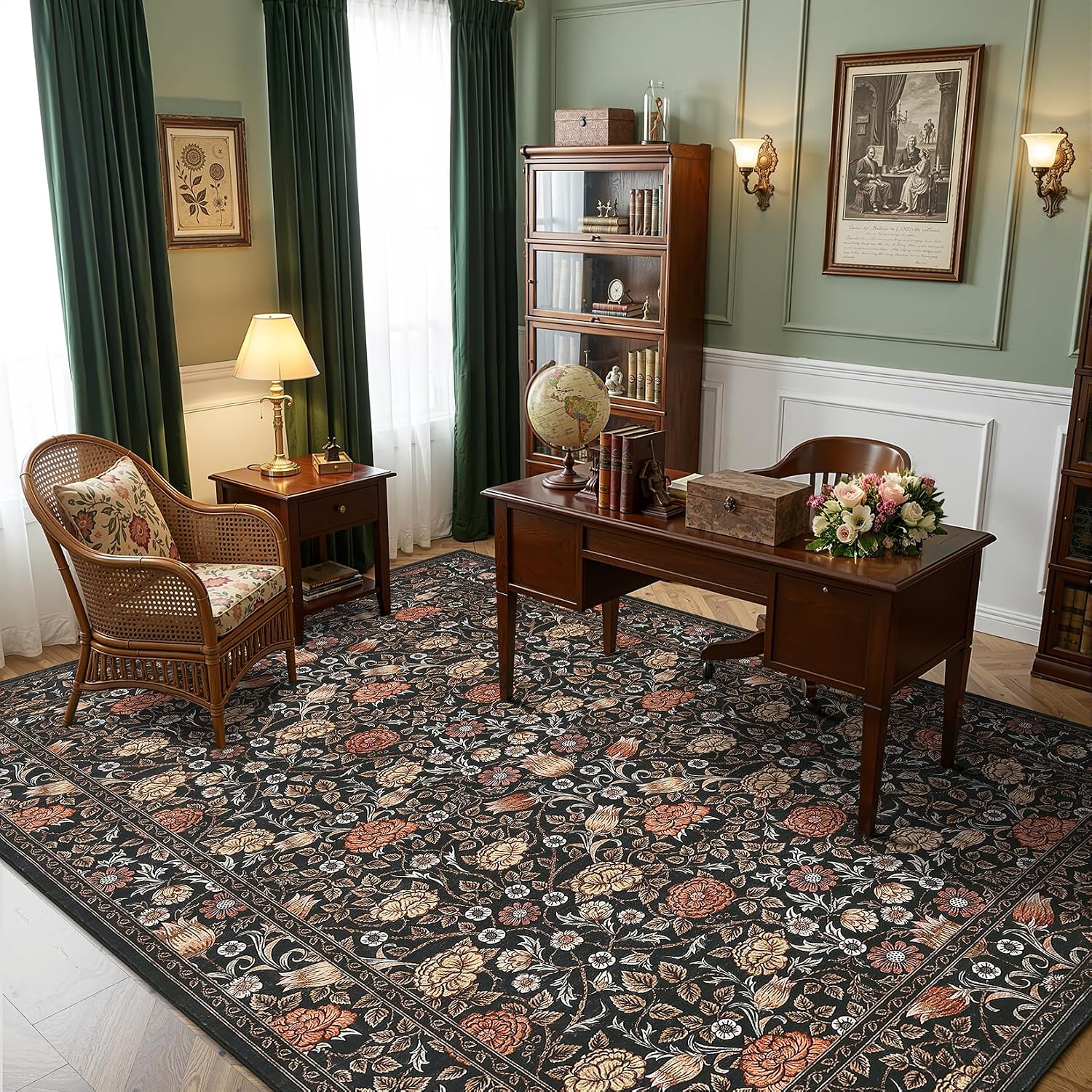 Thumbnail 1 de GarveeHome Brown Vintage Floral Rug 5x7