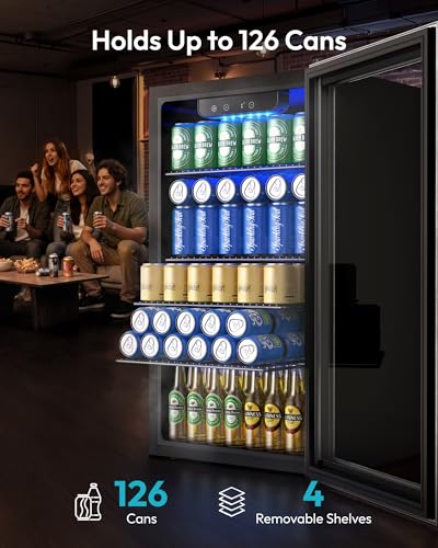 Thumbnail 2 de EUHOMY 93L Drinks Fridge with Glass Door (126 Cans)