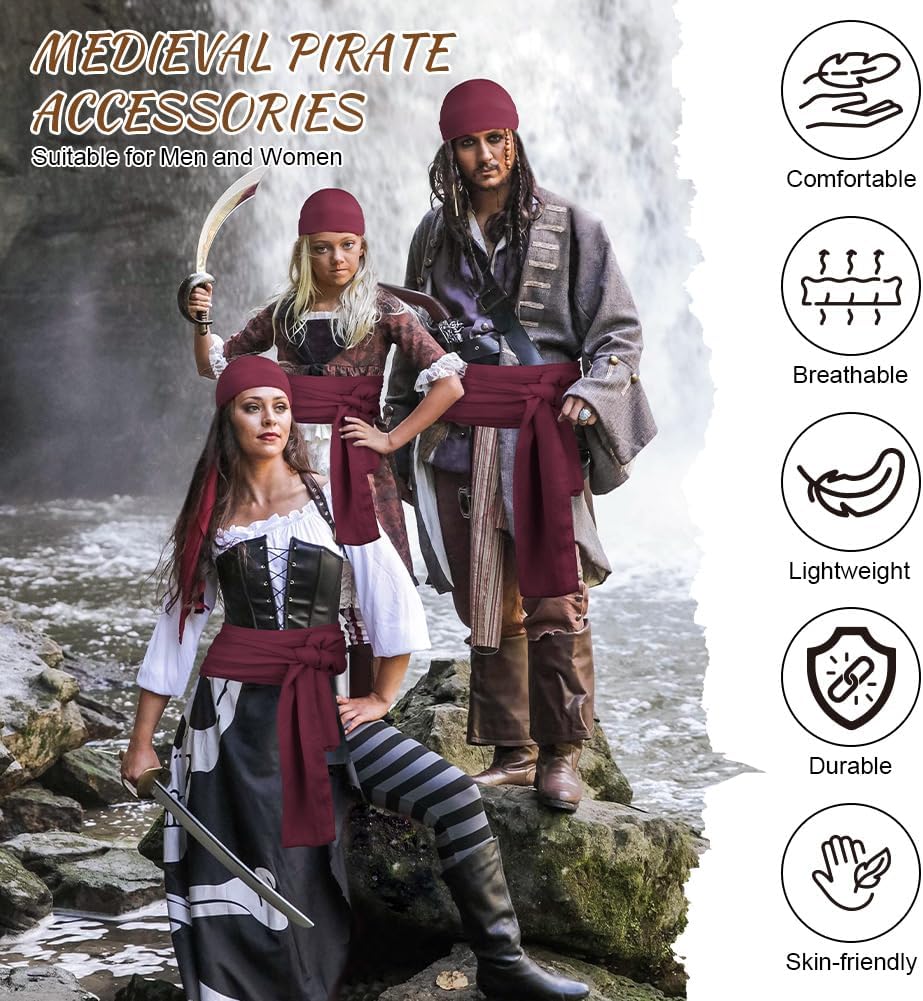 Thumbnail 3 de Alaoo Kit Accessori Pirata da Capitano: bandana, cintura e altri accessori per Halloween e Carnevale