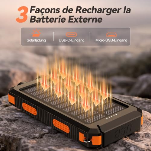 Detalle de Vikeri Batterie Solaire 26800 mAh – Charge rapide et énergie verte pour l'extérieur