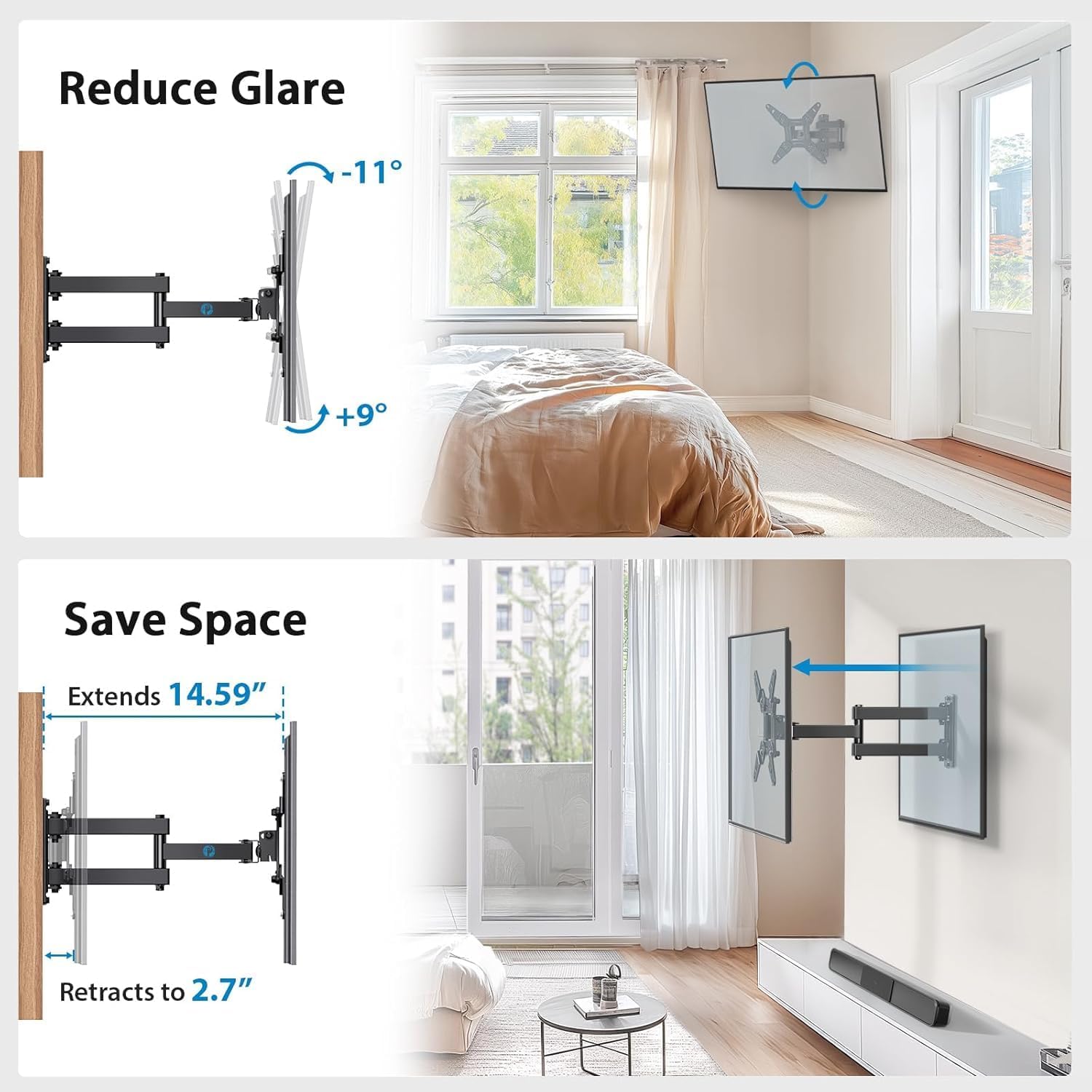 Thumbnail 4 de Pipishell Full Motion TV Wall Mount 44 lbs