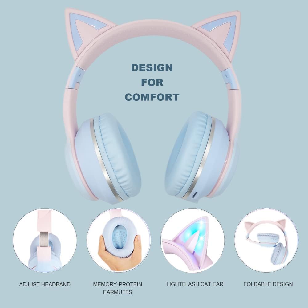 Thumbnail 2 de Usoun Kids Headphones Cat Ear LED Bluetooth