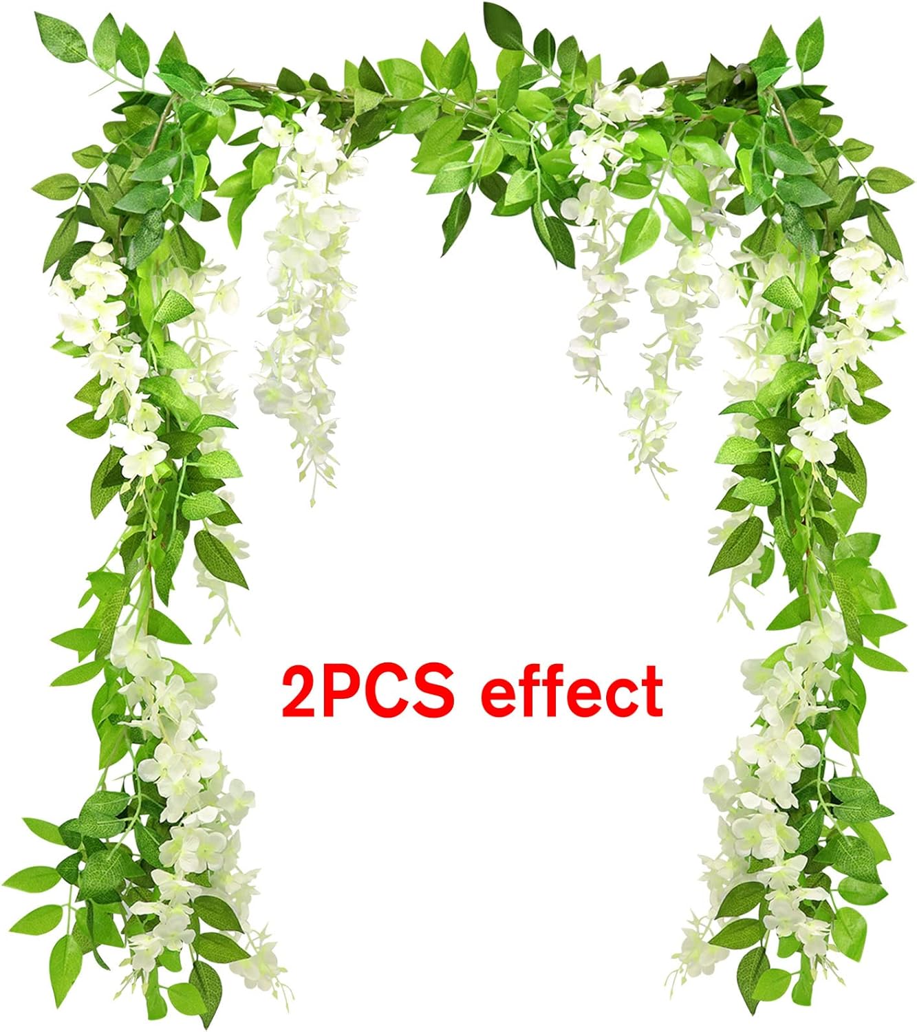 Thumbnail 4 de Yueshop 2x7FT Artificial Wisteria Vine Garland (White) for wedding, ceremony and home decoration