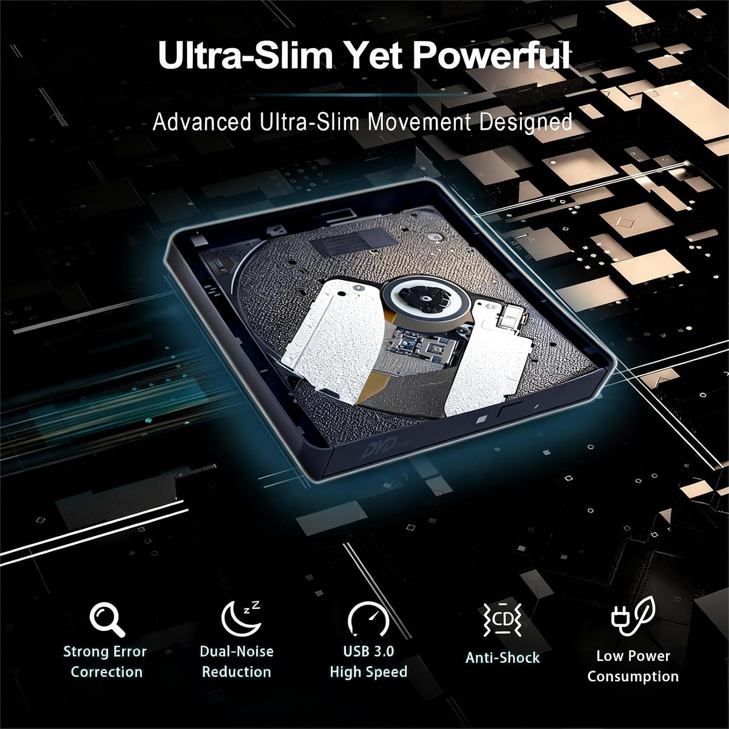 Thumbnail 2 de YADIANSU External CD/DVD Drive: Slim, USB 3.0 & Type-C Portable Reader/Writer