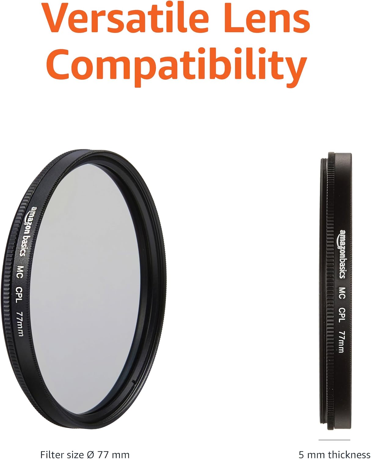 Detalle de Amazon Basics 77mm Circular Polarizer Protection Filter for Deeper Colours & Reduced Glare