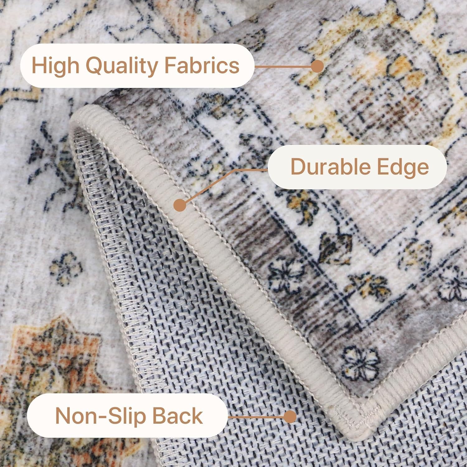 Detalle de GENIMO Rugs Living Room 200x290cm washable short pile non-slip rug in beige