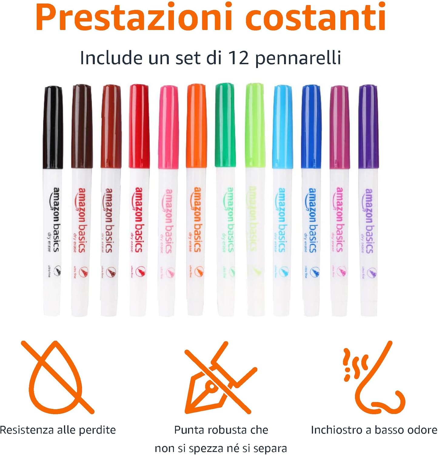 Thumbnail 1 de Amazon Basics Pennarelli lavagna 12 pezzi 🖊️