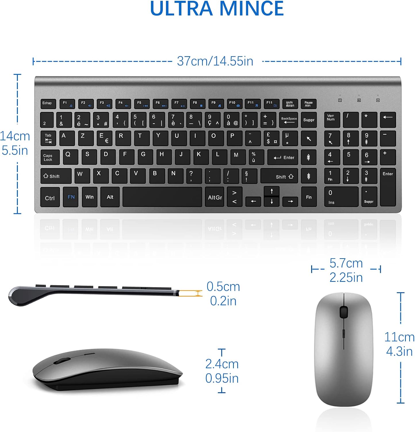 Thumbnail 5 de TopMate Ensemble: Clavier et Souris sans Fil Ultra-Mince — kit 2.4G, silencieux et compact