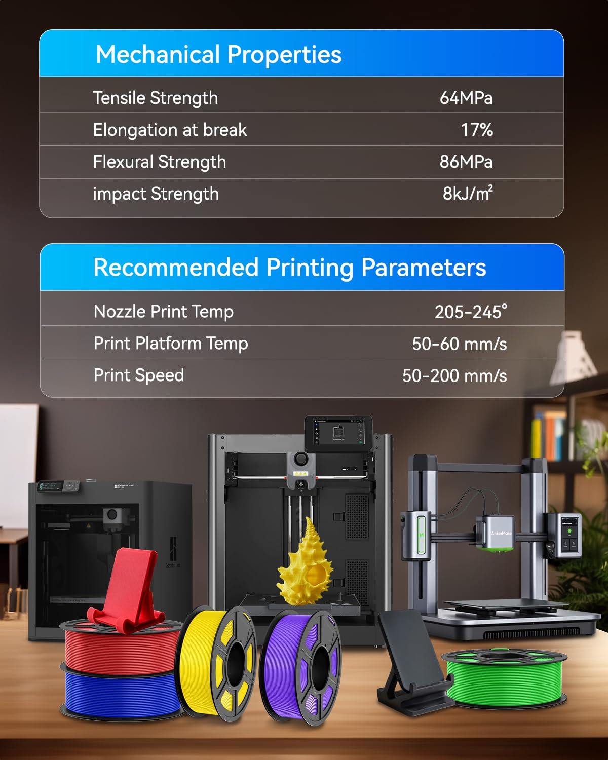 Detalle 2 de JAYO PLA+ Filament 1.75mm Black 1.1KG – Stronger PLA Plus for Everyday 3D Printing