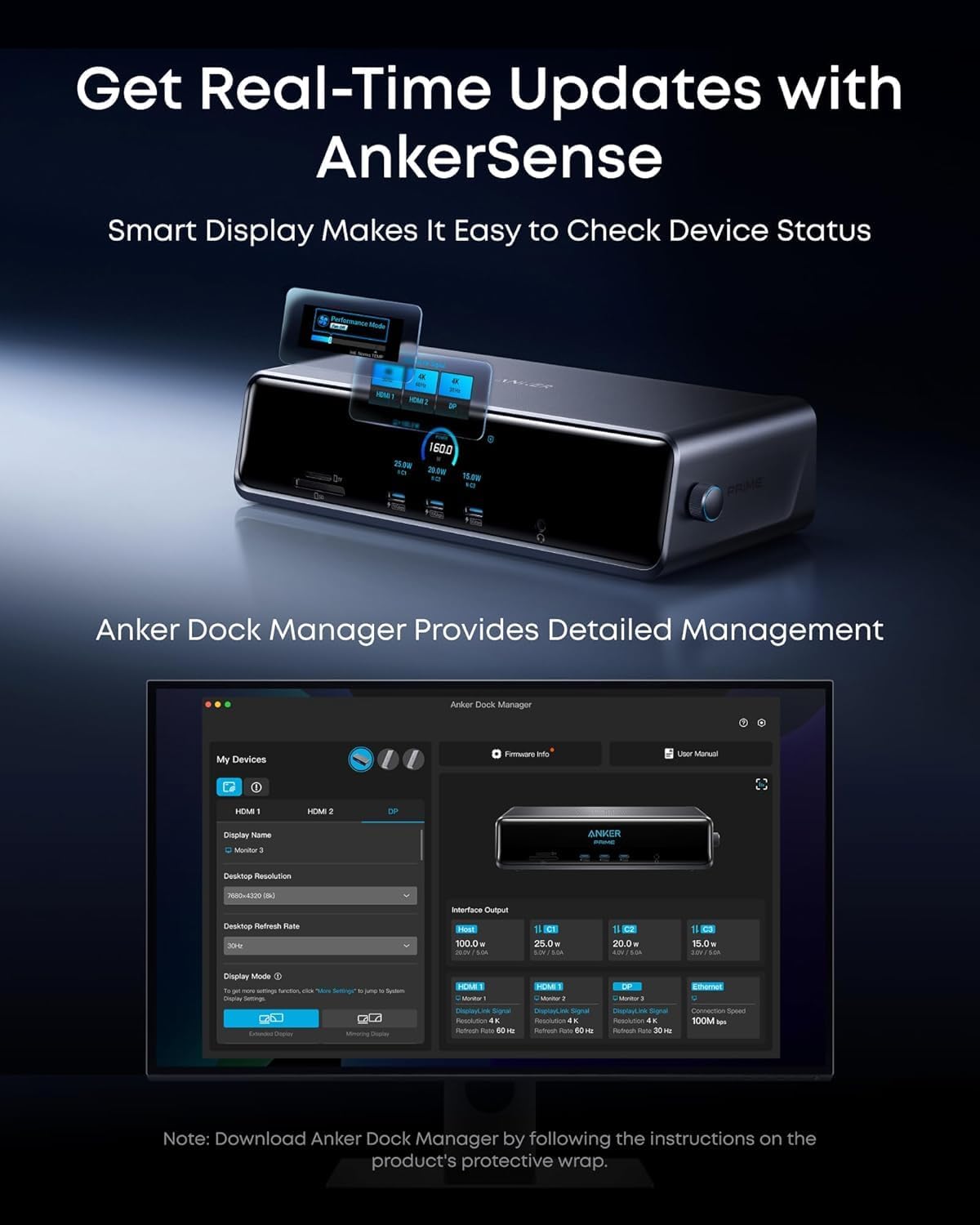 Detalle de Anker Prime Docking Station DL7400, 14-in-1 Triple Display Dock, 140W