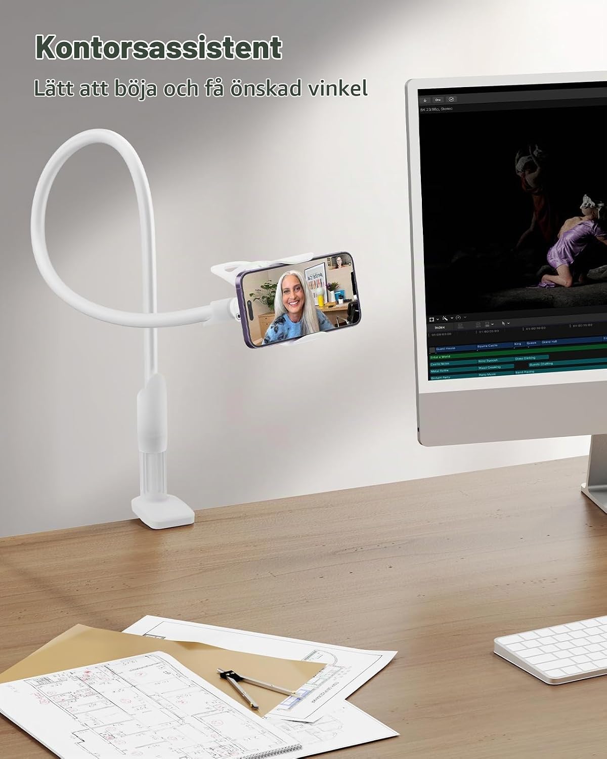 Thumbnail 5 de SAIJI Soporte para teléfono Gooseneck – mobilhållare med 85 cm svanhalsarm