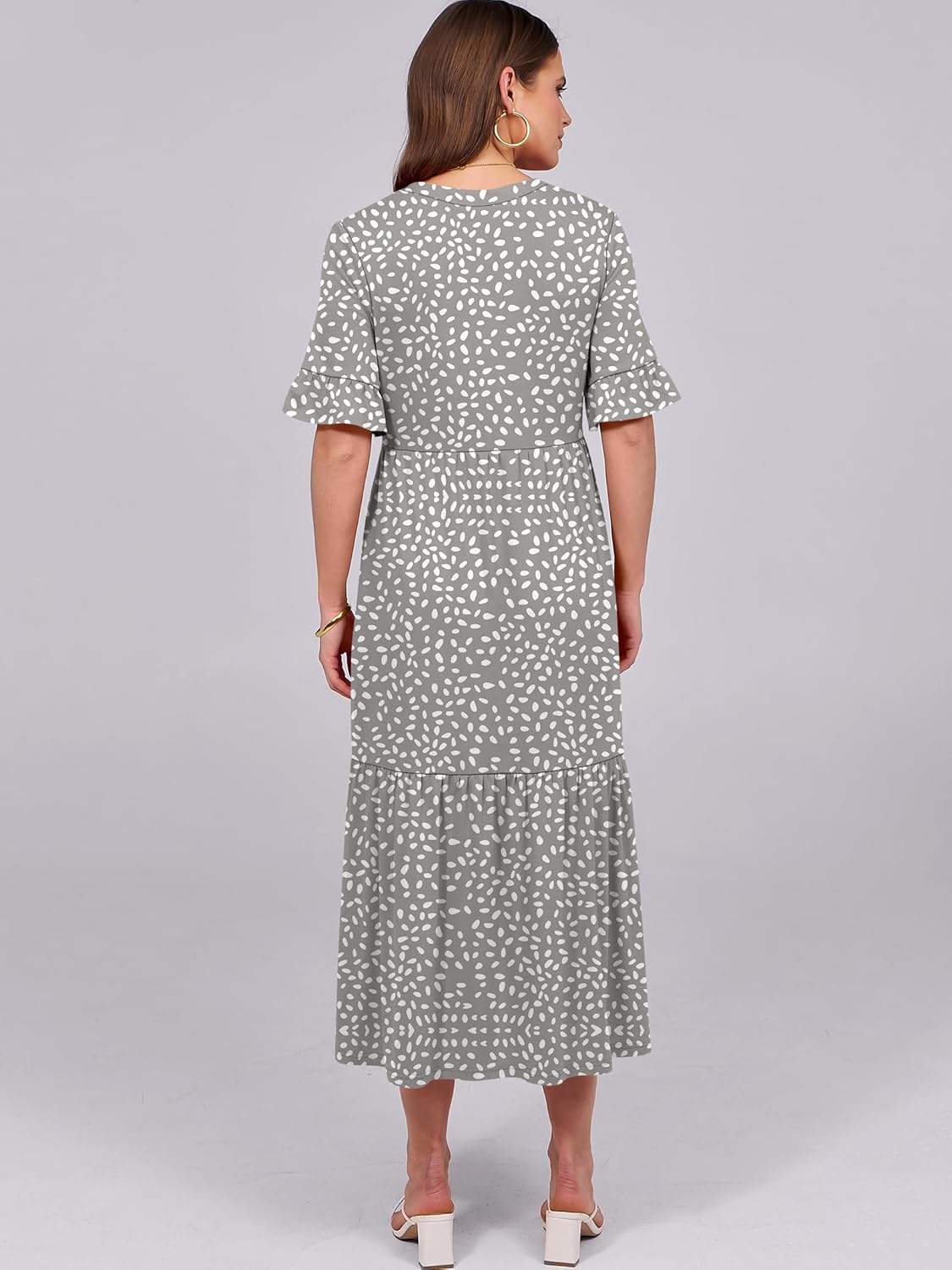 Thumbnail 3 de ANRABESS Women's Summer Maxi Dress with Ruffle Short Sleeves — Boho Tiered Beach Dress