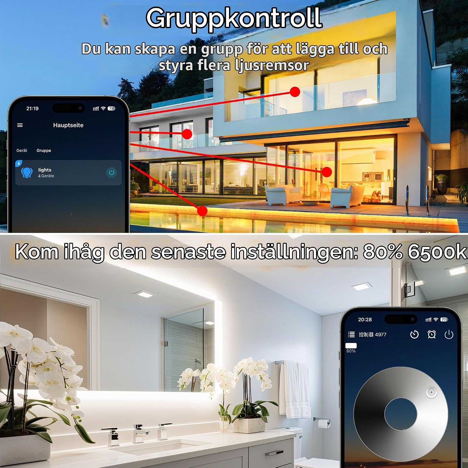 Detalle 1 de TENDIST LED-list för utomhusbruk, 20 m, IP67 och dimbar 3000–6500 K