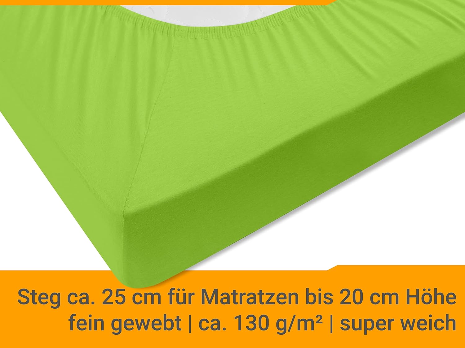 Thumbnail 4 de Drap housse Npluseins Jersey coton 90x200 à 100x200 – Vert pomme, 100% coton, Oeko-Tex