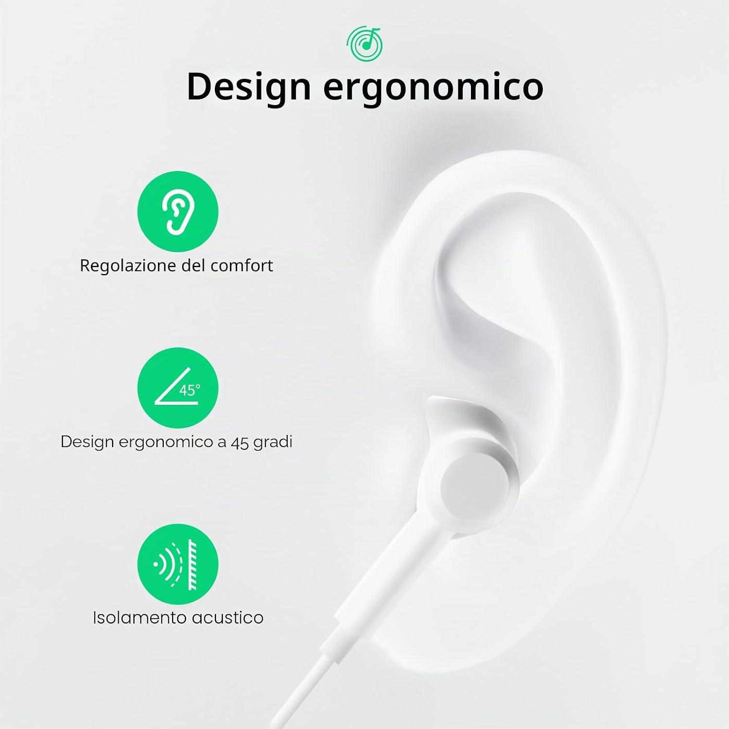 Detalle de JYmusic Cuffie con Filo: Auricolari In-Ear con Microfono e Controllo a Cavo per Jack 3,5 mm