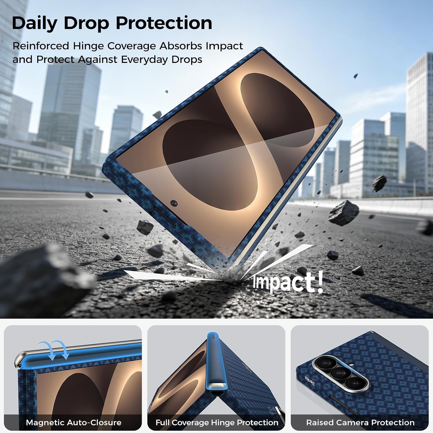 Detalle 1 de BENKS ArmorGrid Air Grand Combo Case for Galaxy Z Fold 8 Ultra, Kevlar, Hinge & Glass Protection