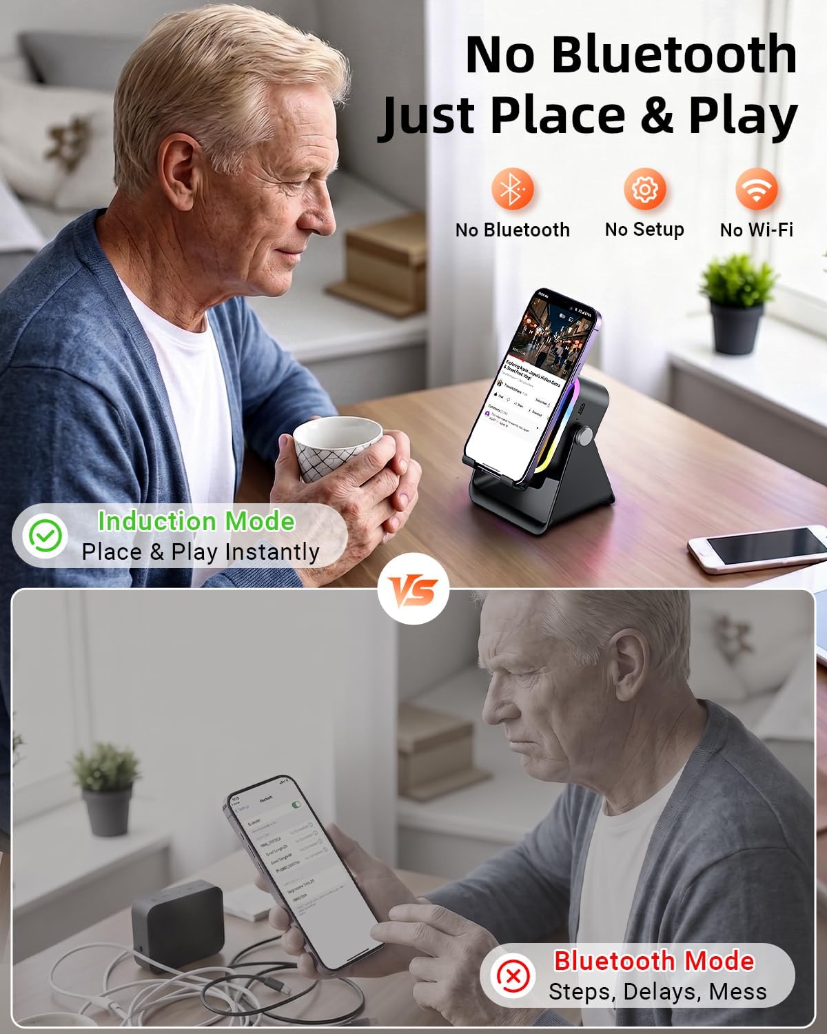 Thumbnail 2 de Oresoc ZJ027 5-in-1 Induction Bluetooth Speaker with Adjustable Stand