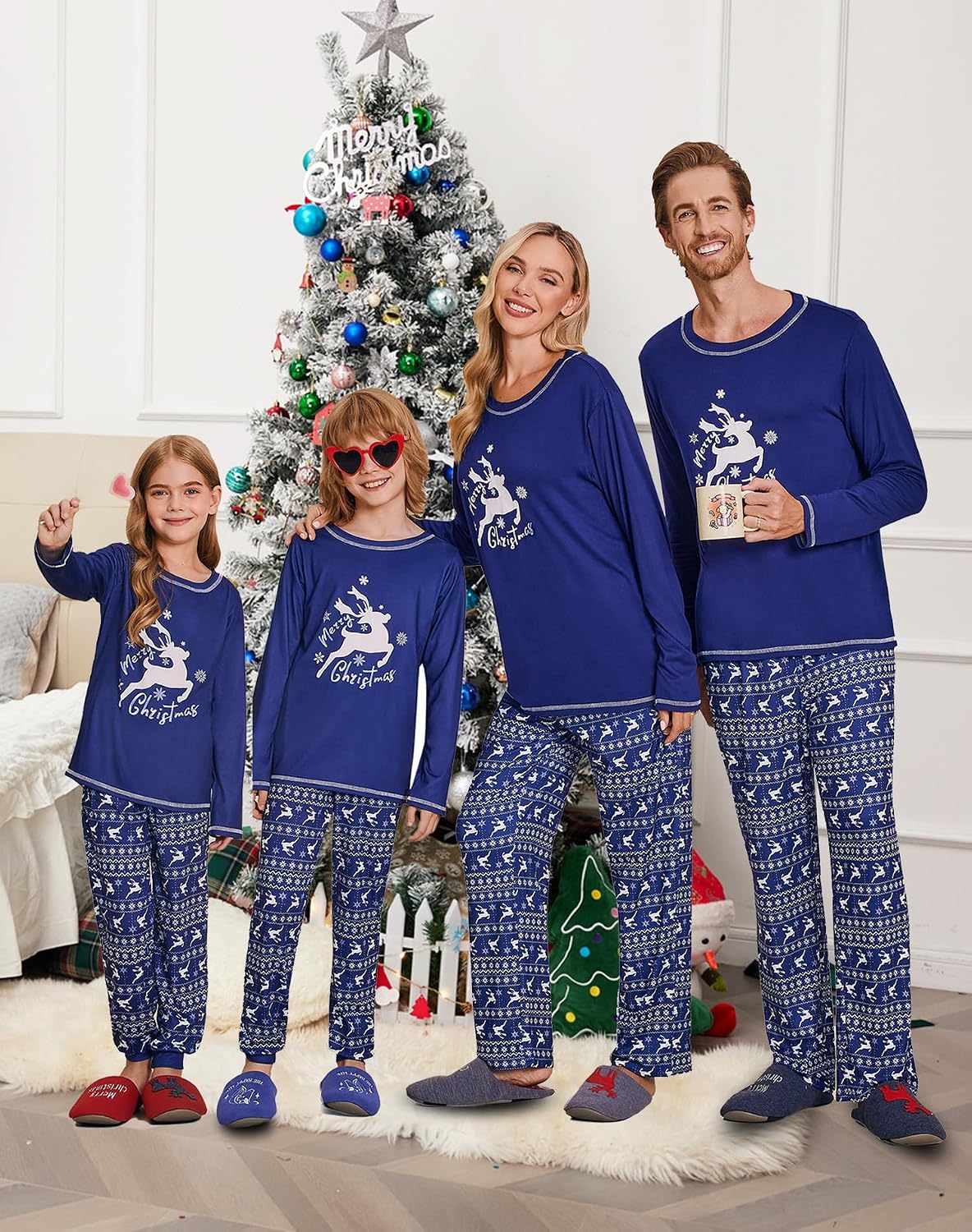 Detalle de Ekouaer Matching Christmas Pajama Set, Two-Piece