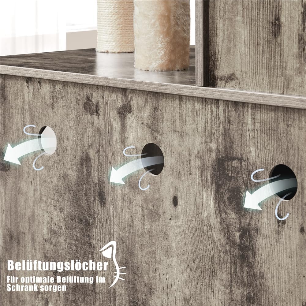 Thumbnail 5 de Yaheetech Katzenbaum mit Katzenklo Schrank (134,5 cm) – 2-in-1 Kratzbaum & Katzentoiletten-Schrank in Greige-Beige