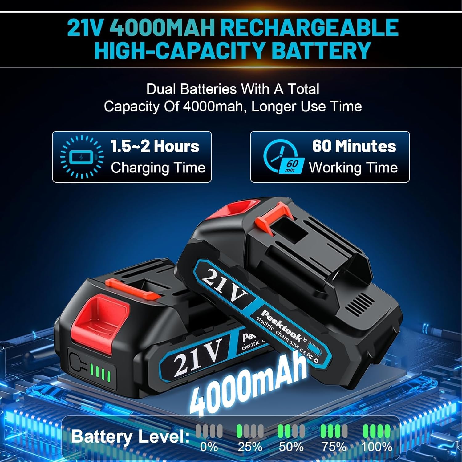 Thumbnail 2 de Mini Chainsaw 6in brushless cordless, 2 batteries