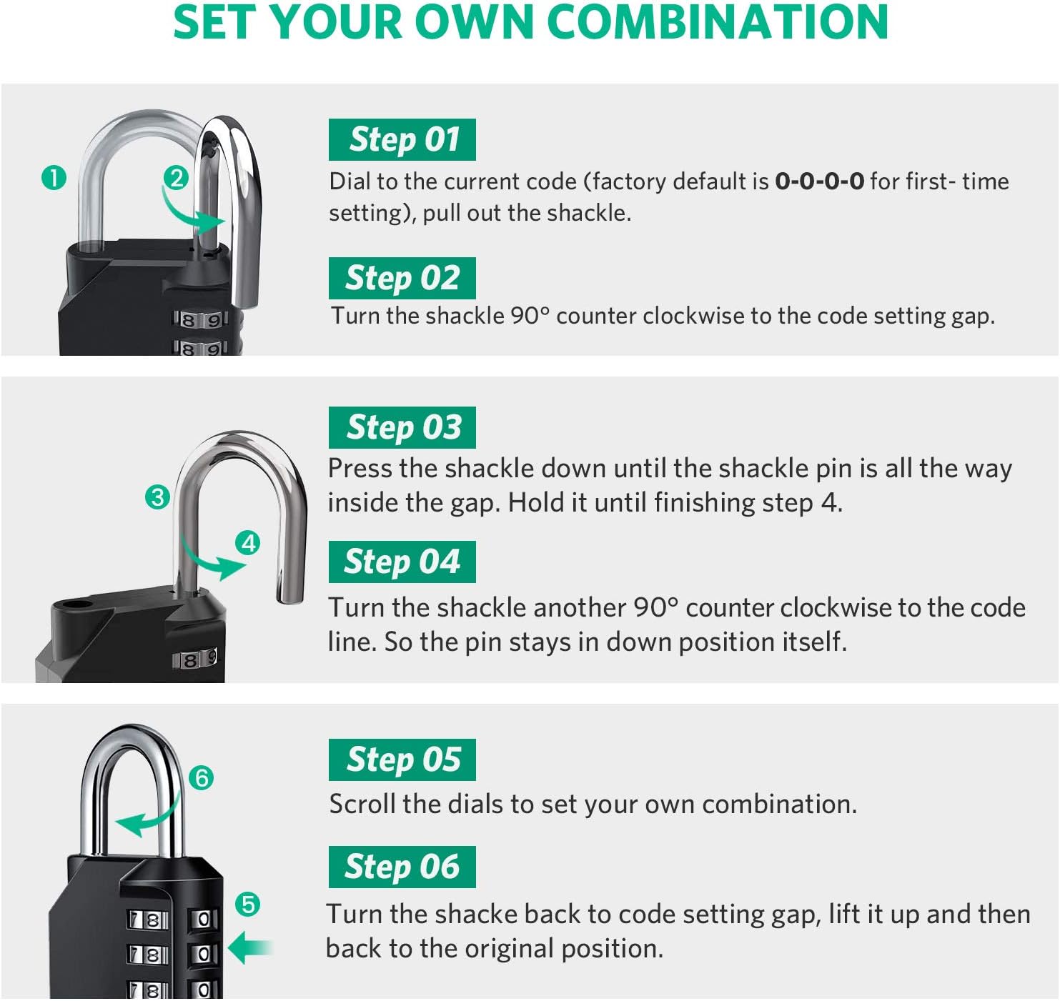 Thumbnail 6 de BeskooHome Combination Padlock 3-pack 4-digit